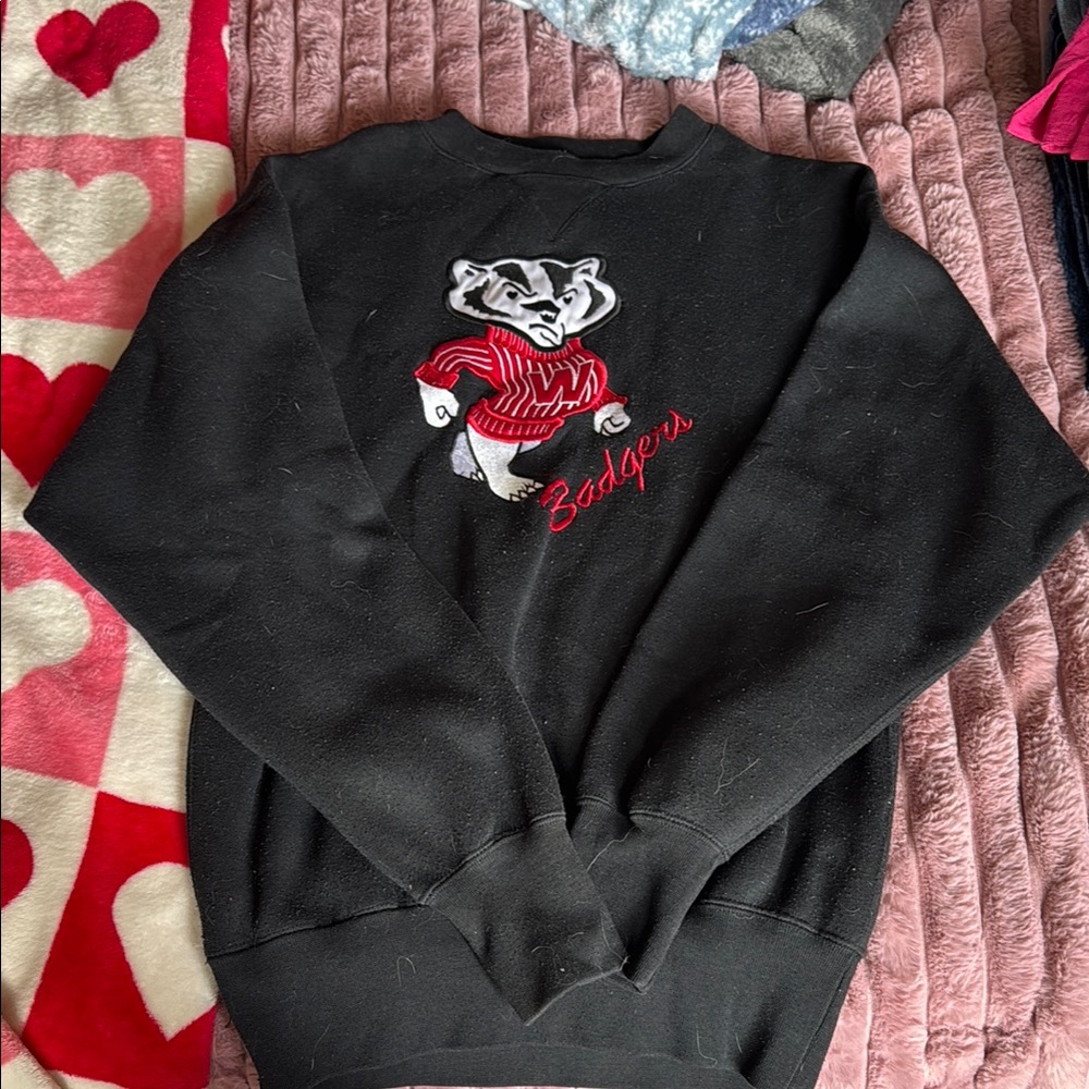 Vintage Black Badgers Crew Neck Sweater